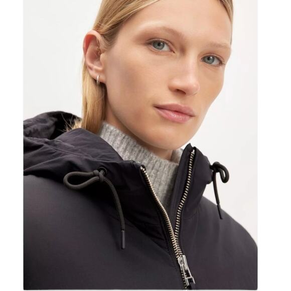 Everlane ReDown Puffer Full Zip Coat Mid Length Black Women Medium NWT - Picture 5 of 15